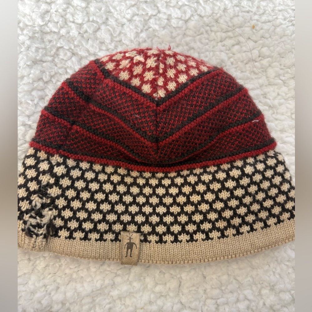 Smartwool Red and Black Knit Hat Toddler Beanie